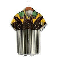 Men's Striped Geometric Print Shirt  36657673X